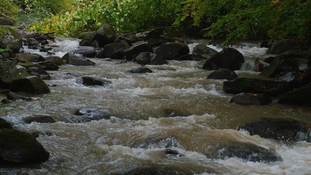 a mountain river rushing downhill