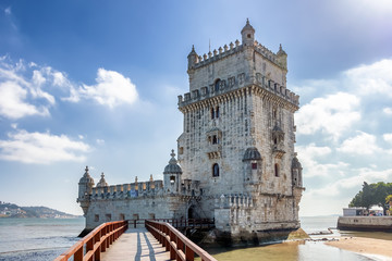 Fototapeta na wymiar Belem Tower of St. Vincent in the civil parish of Santa Maria de Belem in the municipality of Lisbon, Portugal
