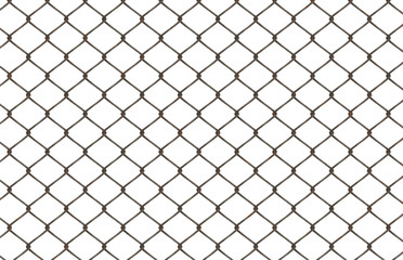 Fototapeta premium metal chainlink fence isolated