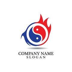 Yin Yang of Fire and Water Logo Template Design vector