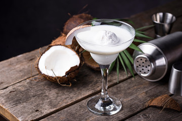 Coconut Margarita cocktail with ice cream