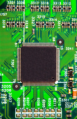A electronic board with digital chip or microcircuit vertical orientation