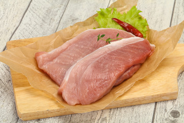 Juicy raw pork steak meat