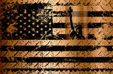 Grunge flag of USA vector illustration. Vintage, retro style.