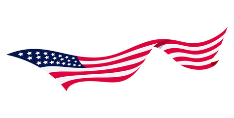 Waving flag of the United States of America. Illustration of wavy American Flag. National symbol, American flag on white background - vector illustration