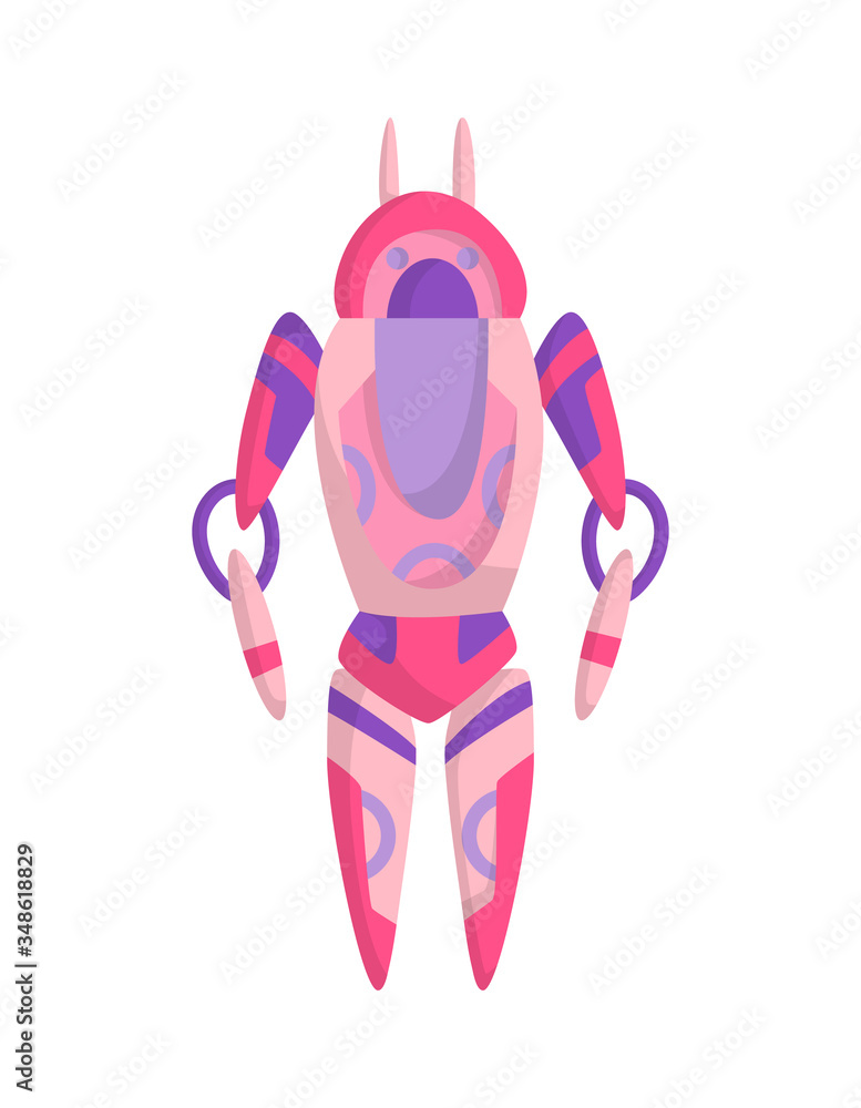 Aufkleber funny cartoon robot. cute retro robot. robotic for children. friendly android robot character with a