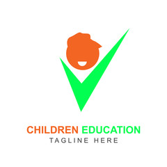 Obraz premium Kids logo design template with happy and fun concept. Symbol education children design vector illustration can use for brand company, identity playgroup, award and achievement for champion talent