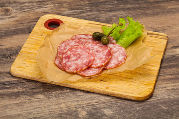 Spanish Salchichon sausage with salad