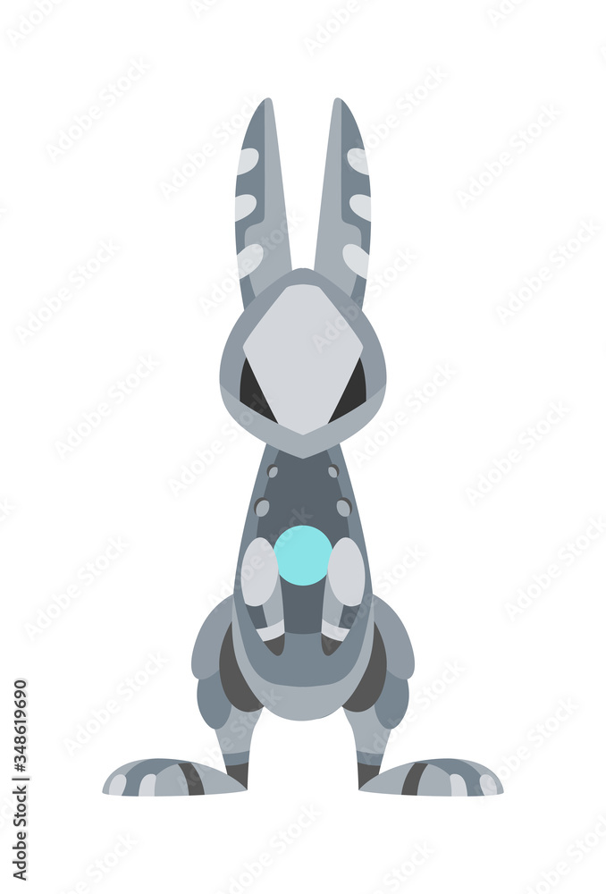 Aufkleber vector cartoon mechanical robotic rabbit. toy androids with artificial intelligence, pet for games. 