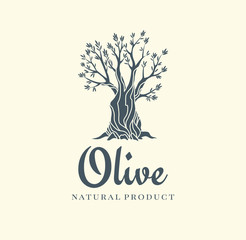 Elegant olive tree isolated icon. Creative olive tree silhouette. Logo design used for advertising products premium quality