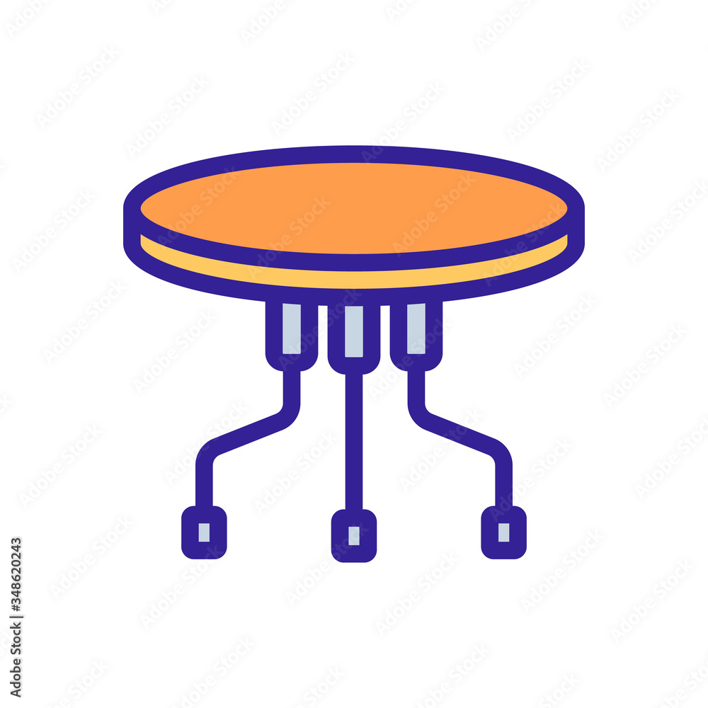 Poster portable on casters round table with three pillars icon vector. portable on casters round table with