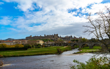Obraz premium Fortified medieval city of Carcassonne in France.