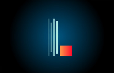 Obraz premium orange blue L alphabet letter logo icon for company and business with line design
