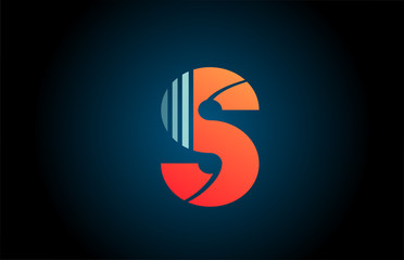 orange blue S alphabet letter logo icon for company and business with line design