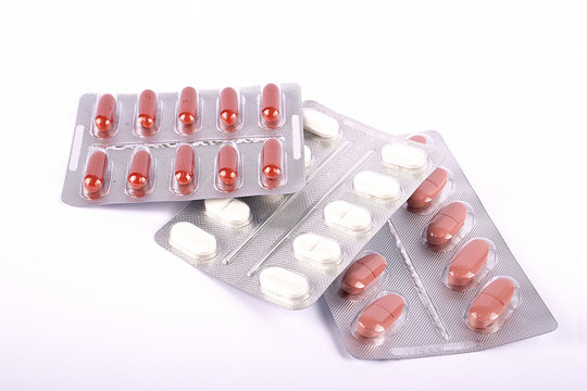 Pack of pills isolated on white background. Health concept. Epidemic coronavirus 2019-nCoV.
