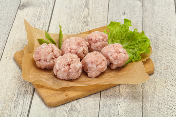 Homemade raw pork minced meatball for cooking