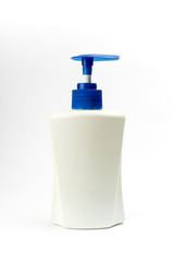 Mockup white bottle for design. White container for cosmetics isolated on a white background. Beauty and health concept.