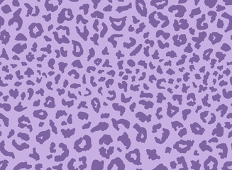 Seamless leopard fur pattern. Fashionable wild leopard print background. Modern panther animal fabric textile print design. Stylish vector lilac illustration