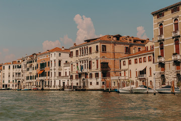 The beautiful, sunny streets of Venice, ancient buildings, canals and roofs