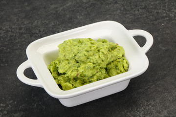 Avocado guacamole sauce with chili pepper
