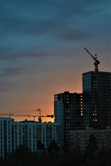 sunset over the city