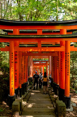 Kyoto, Japan - May 04 2019 : Scenery of the Fushimiinari taisha Shrine. The shrine became the object of imperial patronage during the early Heian period.