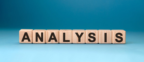 Analysis data - text on treadcubes on a blue gradient background