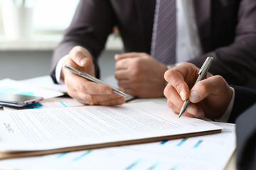 Male arm in suit and tie fill form clipped