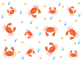 Crab cute pattern background vector illustration on white
