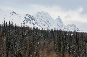 Winter hike in the Ural mountains. The beauty of the mountains.