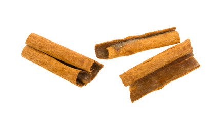 cinnamon sticks on a white background, isolated.