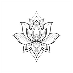 Ethnic lotus mandala for greeting card, invitation, Henna drawing and tattoo template. Lotus tattoo. Vector illustration