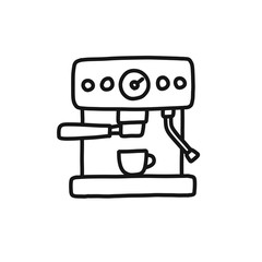 professional coffee machine doodle icon, vector illustration