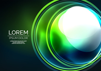 Glowing neon shiny transparent bubbles, glass circles or bio cell concept. Techno futuristic vector abstract background For Wallpaper, Banner, Background, Card, Book Illustration, landing page