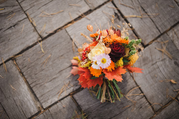 Original unusual autumn bridal bouquet