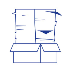 cardboard box and papers stack isolated icon design
