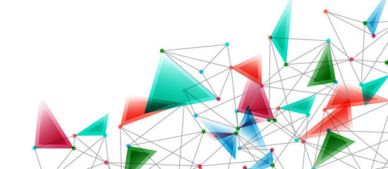 Line points connections, triangular technology design. Abstract geometric background