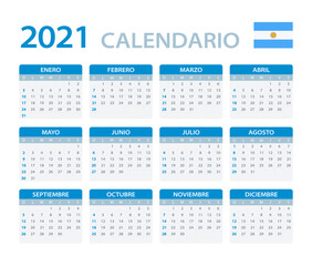 2021 Calendar - vector template graphic illustration - Argentinian version