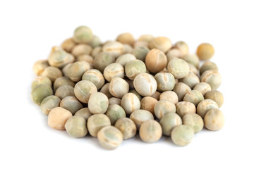 Dried green peas isolated on white background