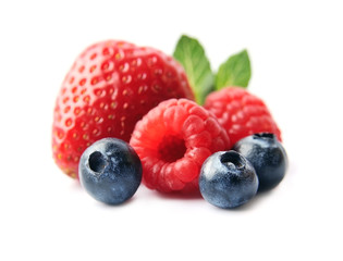 Strawberry, bilberry and raspberry
