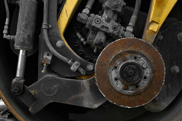 industrial background - close-up road roller hydraulic motor