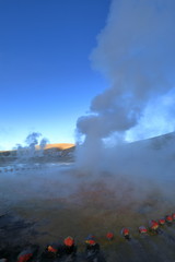 Fototapeta na wymiar The El Tatio geysers in the Atacama Desert in Chile