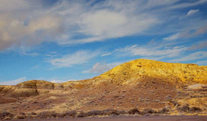 Desert landscape at mountains in New Mexico with sky