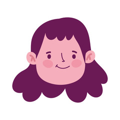 smiling girl face character cartoon isolated design icon