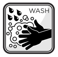 Hand washing line icon. Washing hands with soap vector sign