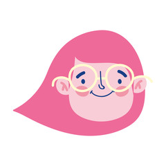 young woman character face profile isolated design icon