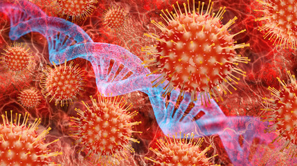 Abstract 3D medical illustration Coronavirus disease COVID-19 infection inside a cell