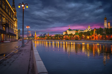 Naklejka premium Moscow city, Russia. Kremlin at sunset
