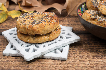 Healthy cauliflower rice bagels snack gluten free vegan low carb. Healthy eating concept. Gluten, lactose, sugar free recipe