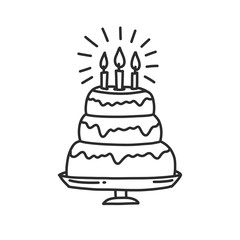 birthday cake doodle icon, vector illustration